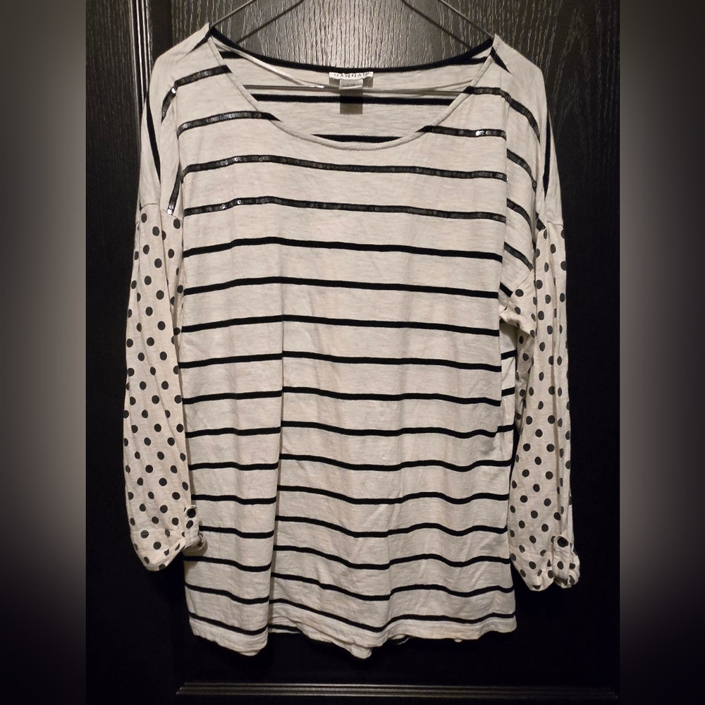 Navy Blue & Cream Top